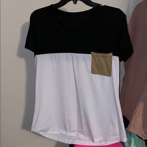 Black and white with tan pocket t shirt